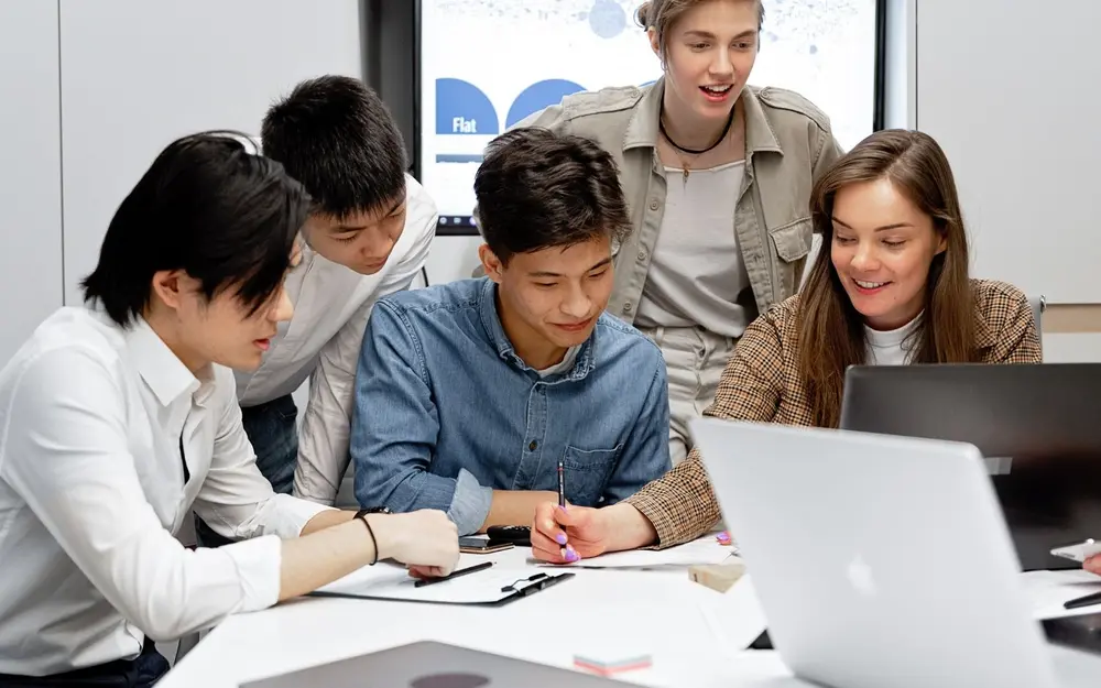 Educator with students